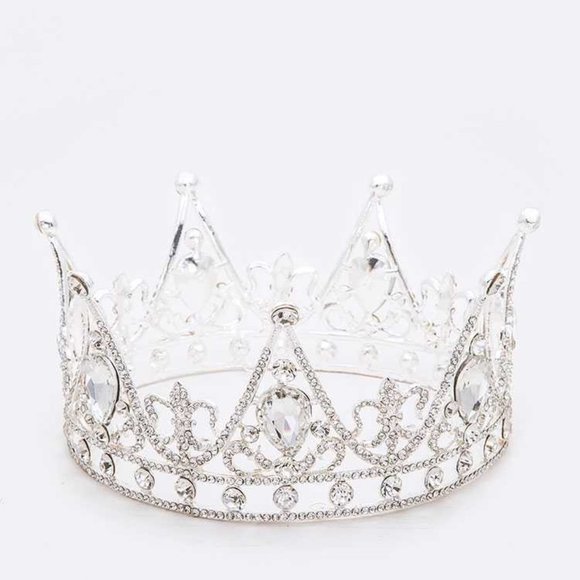 Crystal Iconic Full Crown Tiara Silver / Clear